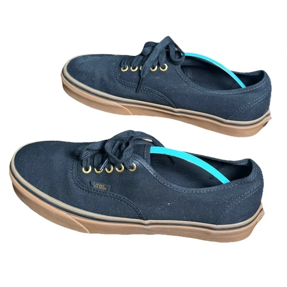 Vans Off the Wall Black Gum Sneaker Lace-up Canvas Shoes Unisex Size 8 M 9.5 W
